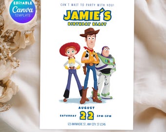 Editable Birthday invitation | Toy Story Party invitation, Invite Birthday | Digital kids Birthday invites Canva