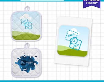 Dye sublimation square pot holder Template, Svg, Drag and Drop Canva Template, PSD Mockup