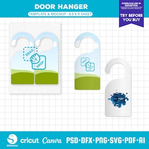 Door Hanger Template, Door Hanger Svg, Door Knob Hanger, Doorknob Hanging Sign, Sublimation Template, Printable, Canva Editable, PSD Mockup