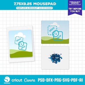 Mouse Pad Template, Mouse Pad Heat Transfer Template, Sublimation Template, Mouse Pad Blank, Svg, Drag and Drop Canva Template, PSD Mockup