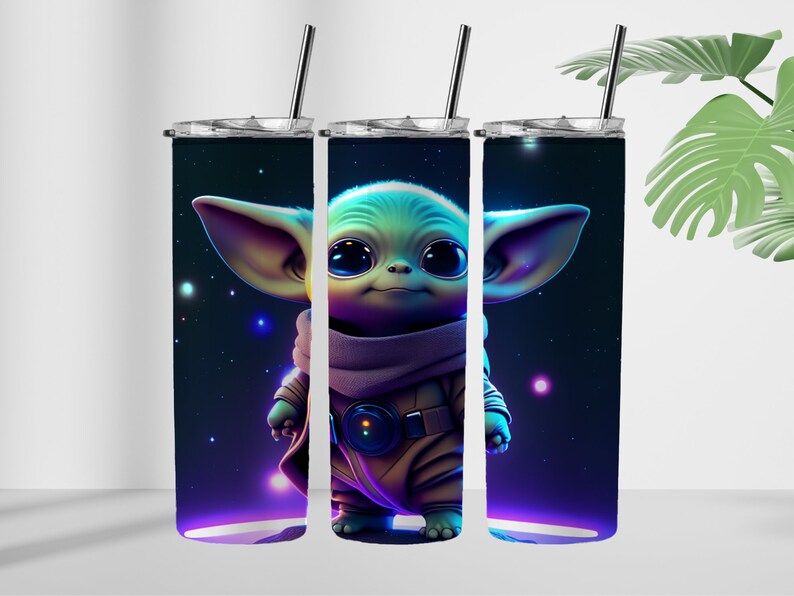 Alien Baby Yoda Tumbler Wrap 20oz Straight Skinny Wrap Unique