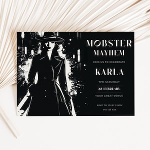 mafia invitation, Mob Party, invite, Narco, Gangster And Flappers, instant download, printable, editable, canva template, 30Th 40Th 50Th