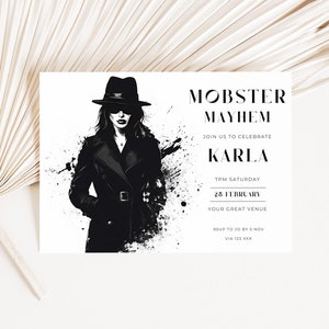 mafia invitation, Mob Party, invite, Narco, Gangster And Flappers, instant download, printable, editable, canva template, 30Th 40Th 50Th