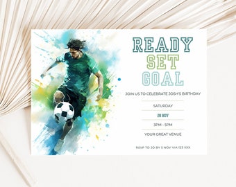 soccer birthday invitation canva, born to ball, Sport invite, kids party, instant download, printable editable template, boy, digital,
