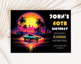 40th birthday invitation 80s, Vintage 1983, bday invite, evite, milestone, instant download, printable, editable template, Back To The 80S