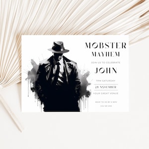 mafia invitation, Mob Party, invite, Narco, Gangster And Flappers, instant download, printable, editable, canva template, 30Th 40Th 50Th