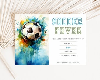 soccer birthday invitation canva, born to ball, Sport invite, kids party, instant download, printable editable template, boy, digital,