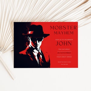 mafia invitation, Mob Party, invite, Narco, Gangster And Flappers, instant download, printable, editable, canva template, 30Th 40Th 50Th