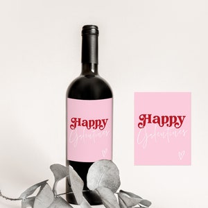 Happy Galentines Day Weinetikett, Freund Valentinstag, Ladies Night Out, Geschenk für sie, Instant Download, bearbeitbare Canva-Vorlage, druckbar,