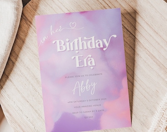 end of an era birthday invitation, eras party invite, INSTANT DOWNLOAD, canva, editable template, swiftie, printable, digital evite, gift