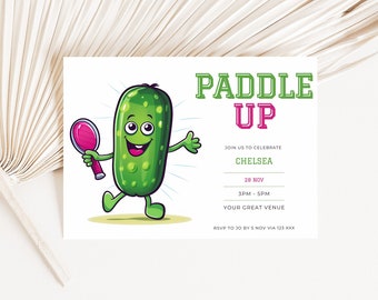 pickleball birthday invitation, Pickle Ball Theme, party invite, Phone Invitation, INSTANT DOWNLOAD, canva, editable template, printable