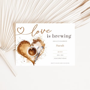 love is brewing coffee invitation, Bridal Shower, Bridal Breakfast Invite, printable,  Instant Download, editable canva template, tea party