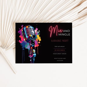 karaoke birthday party for adults, Music, Celebration, invite, INSTANT DOWNLOAD, canva editable template, printable, digital Invitation