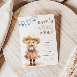 cowgirl second birthday, My Second Rodeo Invitation, invite, instant download, printable, editable, canva template, This Ain&#39;T My First