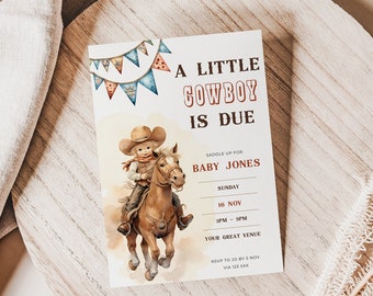 little cowboy baby shower invite, Printable, Wild West Western, Cactus Cowboy Boots, instant download, editable template, invitation, countr