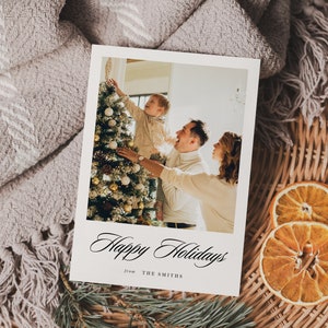 family christmas card ideas, Editable, DIY holiday template, Christmas tree, custom xmas, personalised, picture card, photo fam xmas card