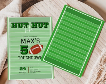 football 5th birthday invitation, boy party, fifth bday, editable canva template, digital evite, sport, Born Two Ball Sports, game time,