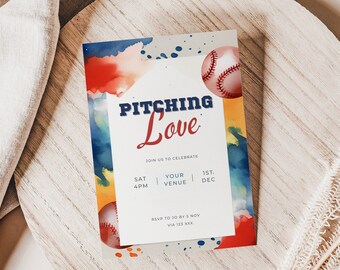 baby boy shower invitation sport, Sports Baby Shower, Invite, Oh Boy, baseball, instant download, printable editable template, digital, blue
