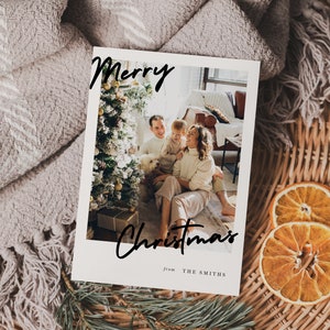 family christmas card ideas, Editable, DIY holiday template, Christmas tree, custom xmas, personalised, picture card, photo fam xmas card