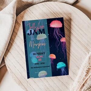 jellyfish invite, Birthday Invitation, Under The Sea, Sea Animal Baby Shower Invite, INSTANT DOWNLOAD, canva, editable template, printable