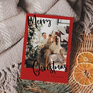Weihnachtskarte für die Familie, bearbeitbar, DIY-Urlaubsvorlage, Weihnachtsbaum, benutzerdefinierte Weihnachten, personalisiert, Bildkarte, Fotofam-Weihnachtskarte