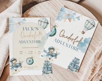 einzigartiges Abenteuer Einladung, Adventure Awaits Birthday Einladung, 1St bday, sofortiger Download, bearbeitbare Canva Vorlage, digital, druckbar,