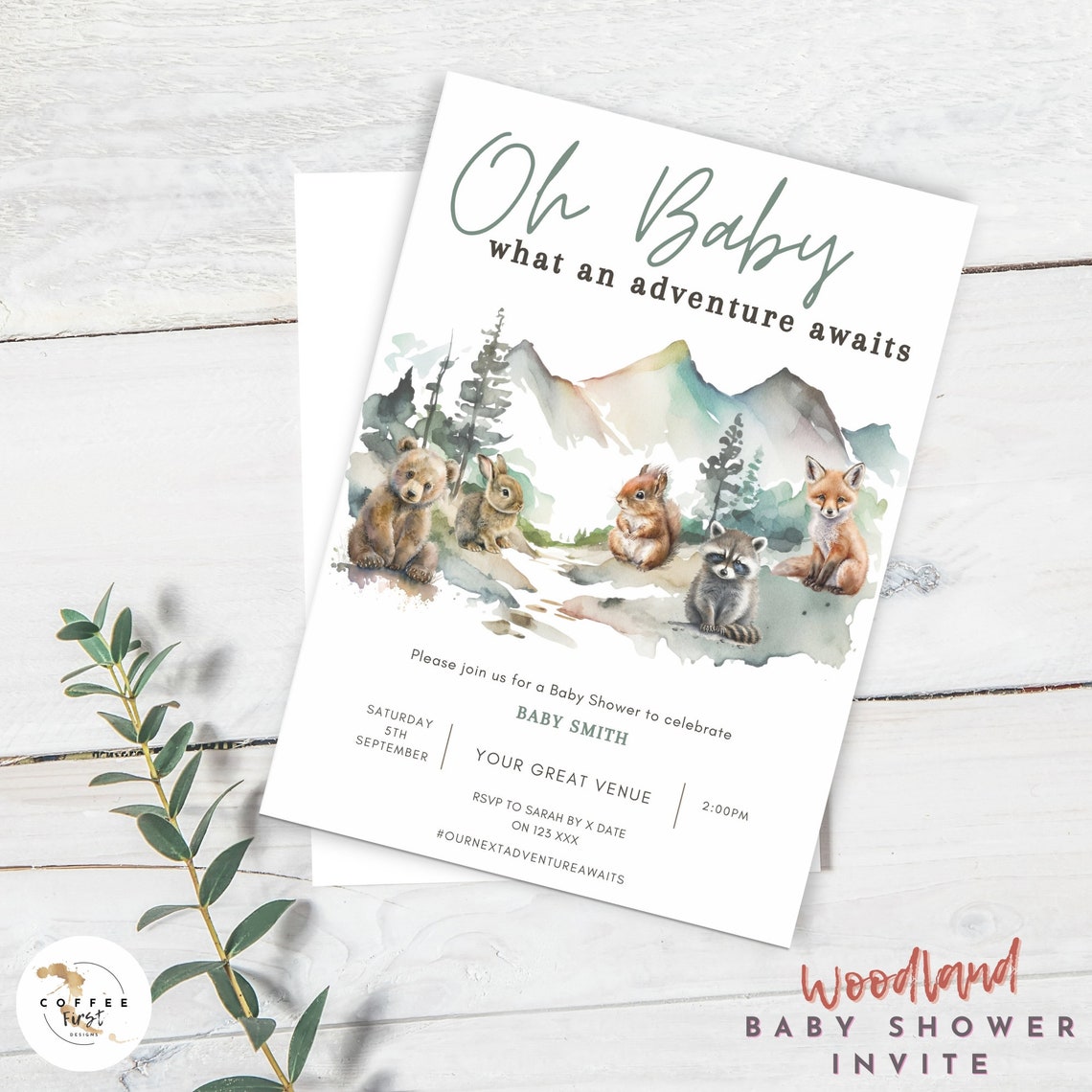Woodland Animals Woodland Baby Shower Favors Seating Card Woodland Baby ...