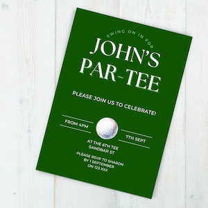 men&#39;s partee Birthday Invitation INSTANT DOWNLOAD, Invites, canva, golf theme party, editable template, man bday themes, seventy, par-tee