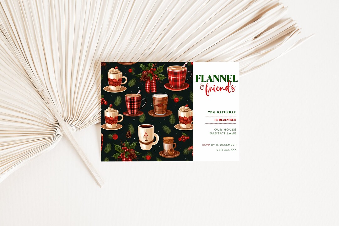 Flannel and Friends Invitation, Friendsmas Dinner Invite, Editable ...