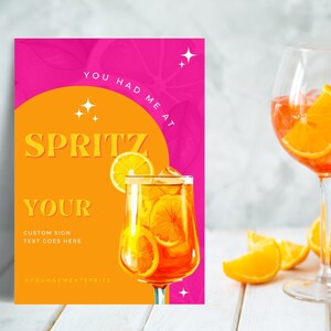 Bridal Shower CUSTOM SIGN | Aperol Spritz Recipe | Love At First Spritz Welcome Sign | Wedding Sign | Spritz Bar Sign, canva, spritz bridal