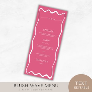 Baby Shower Menü Vorlage Blush, Hochzeit, Braut, Geburtstag, Tisch, INSTANT DOWNLOAD, Canva, bearbeitbare Vorlage, printable, Tisch, WAVE
