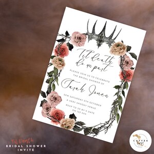 spooky bridal shower invite, Til Death Do Us Part, Gothic Invitation Template, Halloween Invitation, Hens Party, Gothic Floral Shower Invite