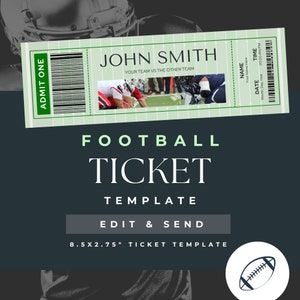 benutzerdefinierte Fußball Ticket Vorlage, Sport, Geschenk, Geburtstag, Überraschung, Zertifikat, sofortiger Download, editierbar, Canva, Gutschein, printable, Fan