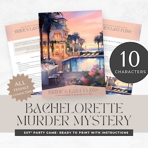 bachelorette murder mystery party, printable games, role play, detective, escape room, instant download, digital, Unsolved Cold Case,  DIY