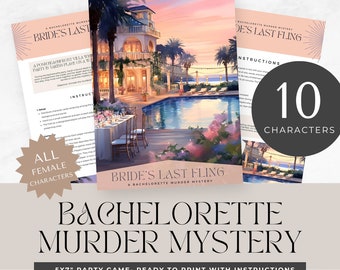 bachelorette murder mystery party, printable games, role play, detective, escape room, instant download, digital, Unsolved Cold Case,  DIY