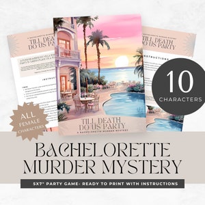 bachelorette murder mystery party, printable games, role play, detective, escape room, instant download, digital, Unsolved Cold Case,  DIY