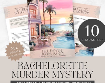 bachelorette murder mystery party, printable games, role play, detective, escape room, instant download, digital, Unsolved Cold Case,  DIY