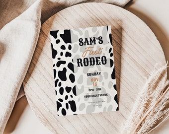 menino de convite de aniversário de primeiro rodeio, convite de aniversário de cowboy, download instantâneo, oeste selvagem, modelo canva, para impressão, digital, sudoeste