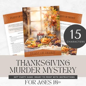 Thanksgiving Murder Mystery party, for teens, printable game, carnival theme, role play, detective, escape room, instant download, digital