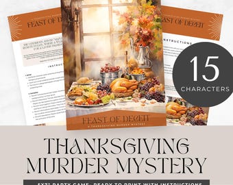 Thanksgiving Murder Mystery party, for teens, printable game, carnival theme, role play, detective, escape room, instant download, digital