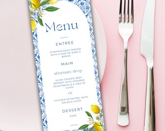 That'S Amore | Thats Amore Bridal Shower Italian | Editable Italian Positano Theme, Printable MENU, Digital Template, canva template