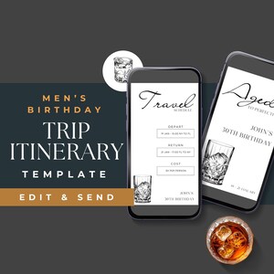 men birthday trip itinerary, travel, digital, aged to perfection, 30th bday, evite, weekend, milestone, instant download, classic, planner
