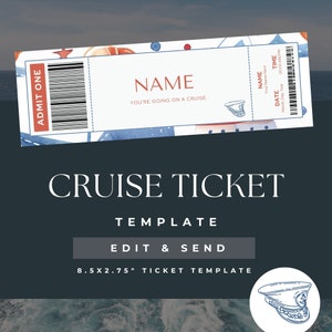 cruise ticket for kids, Printable Cruise Vacation Surprise Ticket Boarding Pass, instant download, editable canva template, voucher, Travel