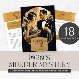 printable murder mystery game, 1920s theme, party, role play, detective, cold case, escape room, instant download, digital, halloween, class