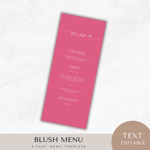 Baby Shower Menüvorlage Blush, Hochzeit, Braut, Geburtstag, Tisch, INSTANT DOWNLOAD, Canva, bearbeitbare Vorlage, printable, Tisch, girly