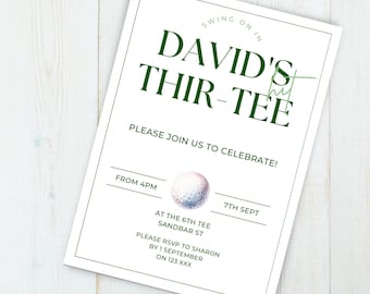 Herren 30. Geburtstag Golf Einladung, INSTANT DOWNLOAD, Einladung, canva, Party, bearbeitbare Vorlage, Mann Geburtstag Themen, partee, evite