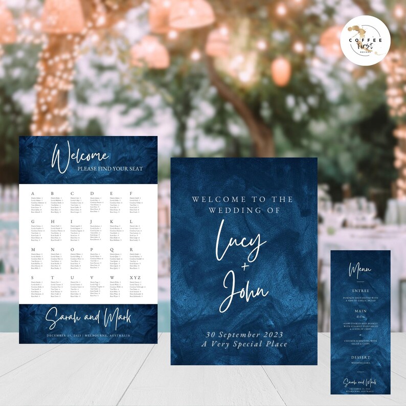 NAVY WEDDING BUNDLE Templates Navy and White Wedding - Etsy