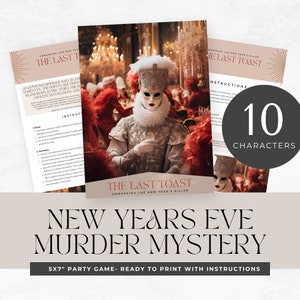 murder mystery party new years, printable games, role play, detective, escape room, instant download, digital, Unsolved Cold Case, adult