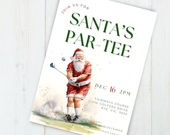 christmas golf party invite, Invitation INSTANT DOWNLOAD, canva, golf theme birthday, editable template, par tee, holiday, adult, mens theme