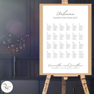 Wedding Poster | Printable Seating Chart | Minimalist Seating Chart Template | Elegant Seating Plan | Editable Template M7